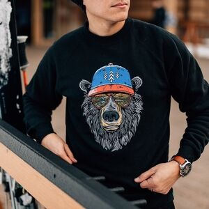 Wild Tribute Miami Vice Appalachian Black‎ Bear Sweatshirt Size Medium NEW